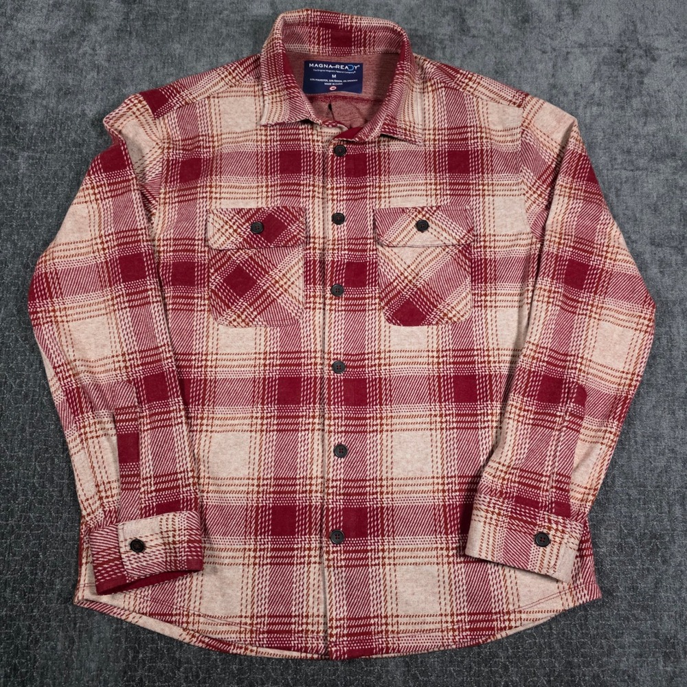 MagnaReady Womens Medium Red Plaid Adaptive Magnetic Closure Flannel Shirt M